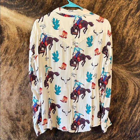 Wrangler Retro Western Cowboy Print Button-Up Shirt - Picture 2 of 5